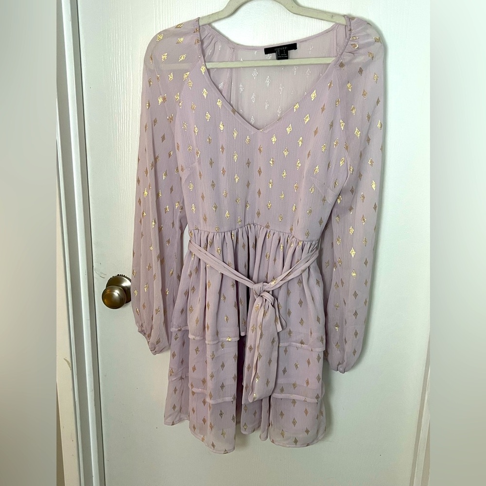 Forever 21 Lavender and Gold Dress Small